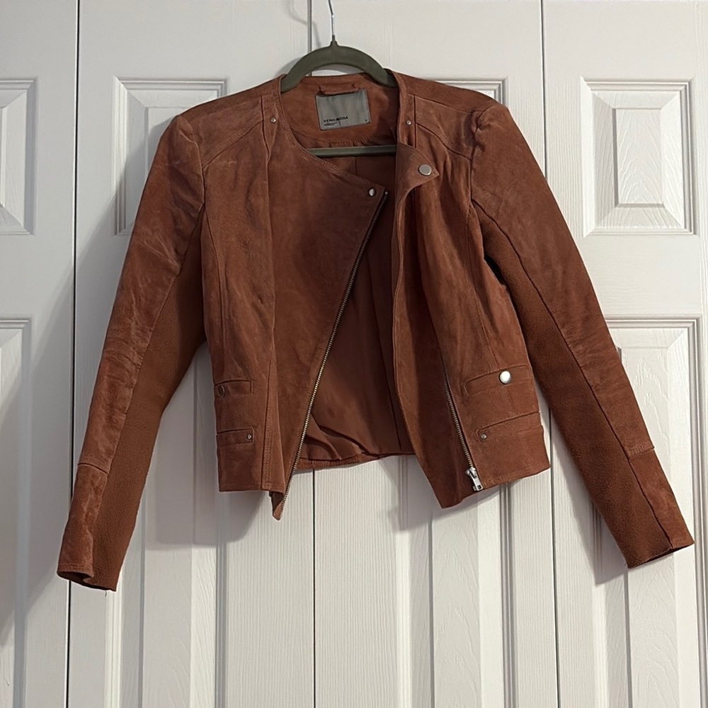 Women's Vera Moda Brown Suede Jacket - medium